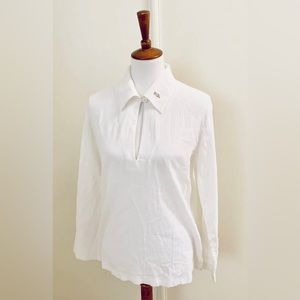 🆕 Harley Davidson Button Keyhole Tunic Shirt Long Sleeve White Motor Cycle Sz L